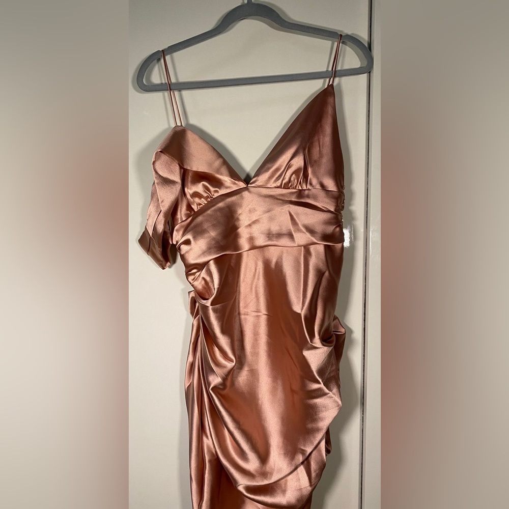 Asos Satin Rose Gold Dress Size M